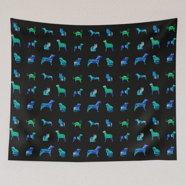 Item preview, Shades of Blue Pattern Cats n Dogs Sticker Pack designed and sold by AMSonArt.