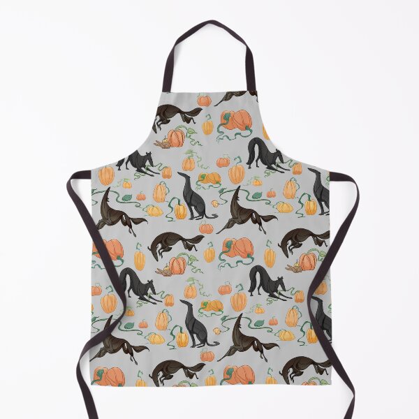 Black Borzoi Pumpkin Pattern Apron