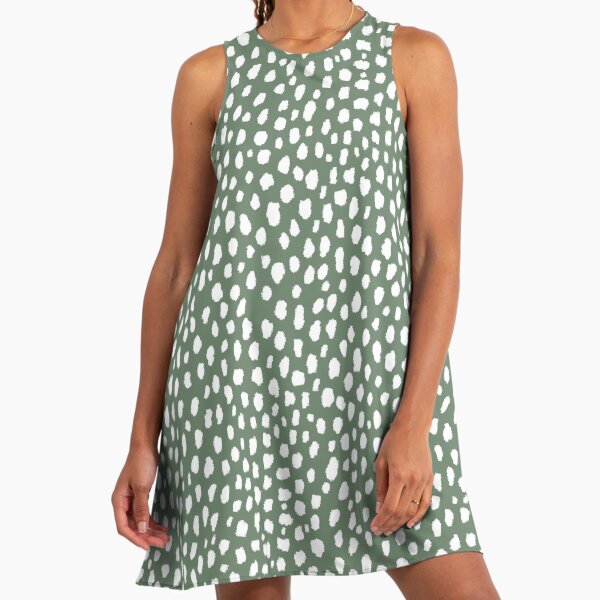 green polka dot shirt dress Yo Vintage: Polka Dot Green Silk Dress (M-L) main image 1