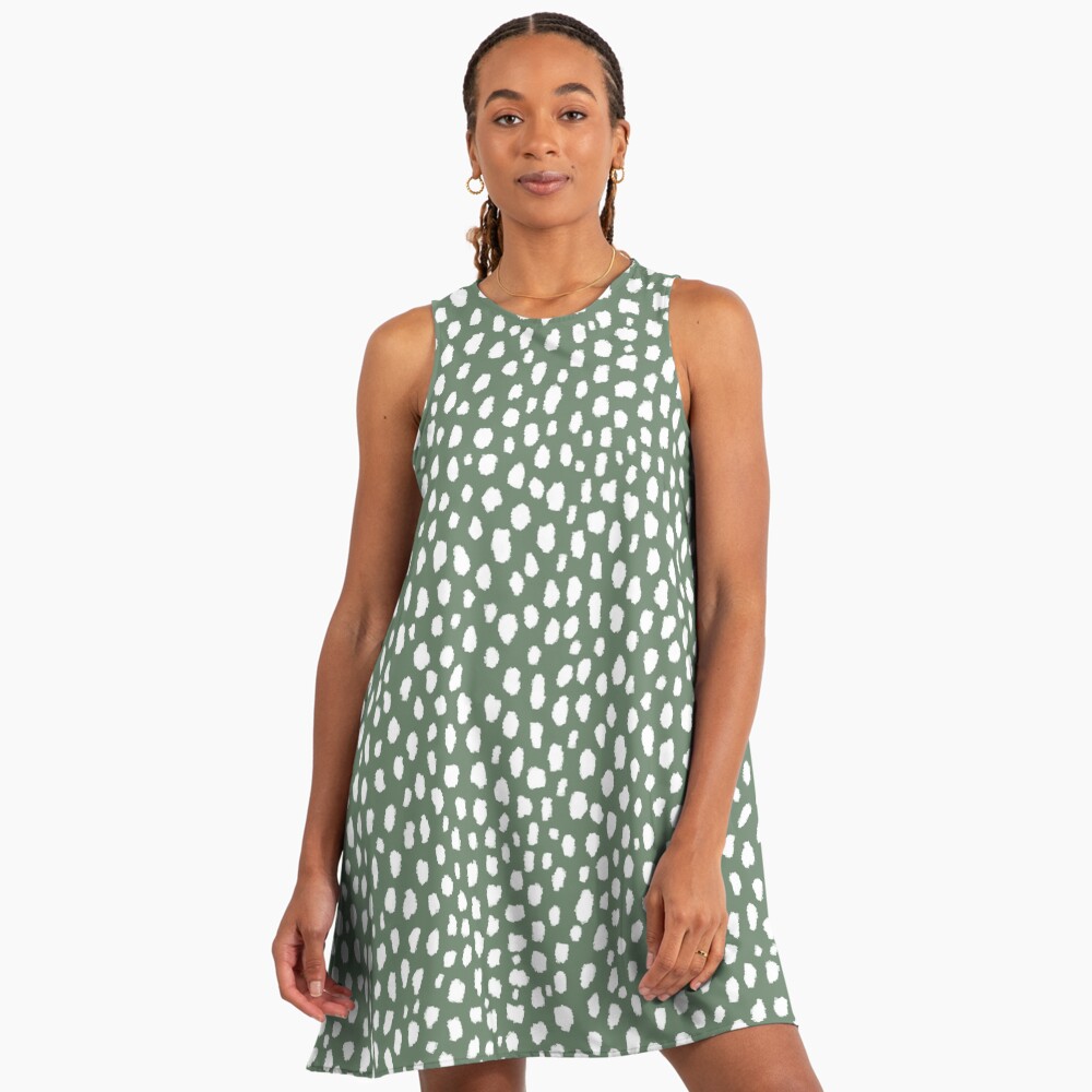 Sage Green Polka Dot Spots (white/sage green)" A-Line Dress for Sale by designminds | Redbubble Sage Green Polka Dot Spots (white/sage green)" A-Line Dress for Sale by designminds | Redbubble