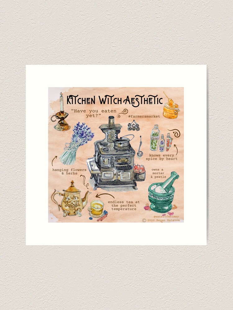 Alternate view of Kitchen Witch Aesthetic Illustration in Watercolor Art Print