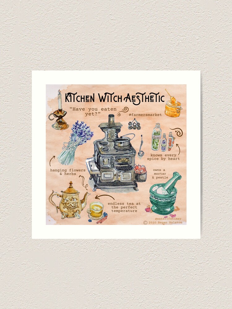 Kitchen Witch Aesthetic Illustration in Watercolor Art Print for Sale by  Regan Ralston