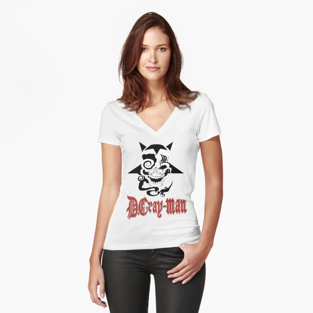 D Gray Man logo Fitted V-Neck T-Shirt