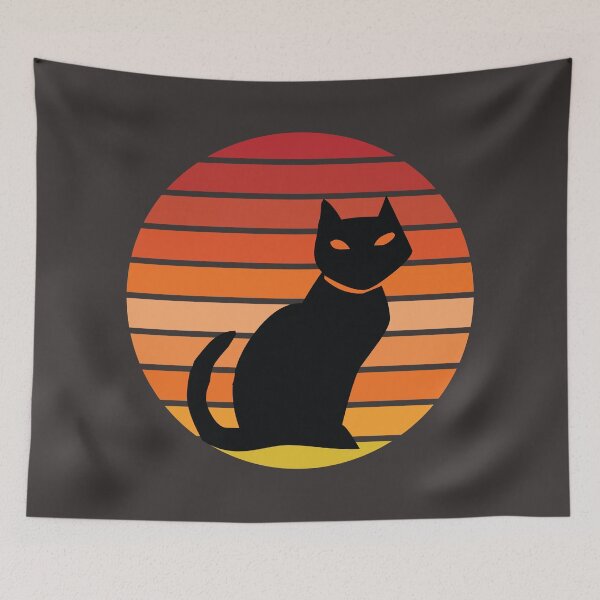 Item preview, Retro Sunset Cat Halloween Black Cat Orange Eyes designed and sold by TamGustam.