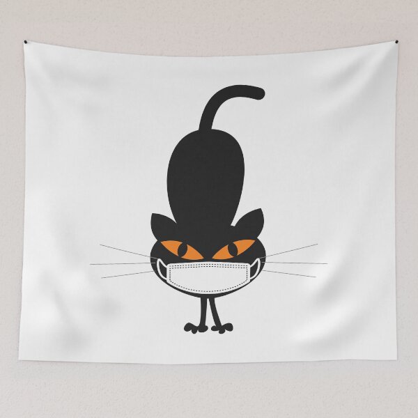 Item preview, Scary Black Cat with face mask Happy Coronaween 2020 designed and sold by TamGustam.