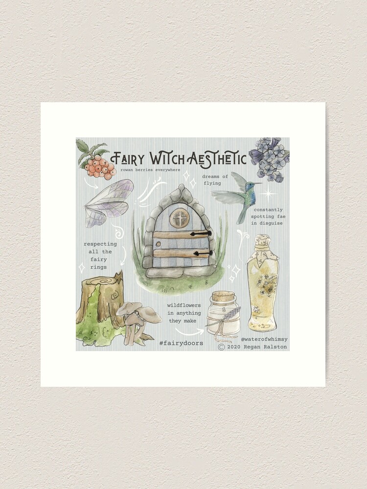 Thumbnail 2 of 3, Art Print, Fairy Witch Aesthetic Illustration in Watercolor designed and sold by Regan Ralston.