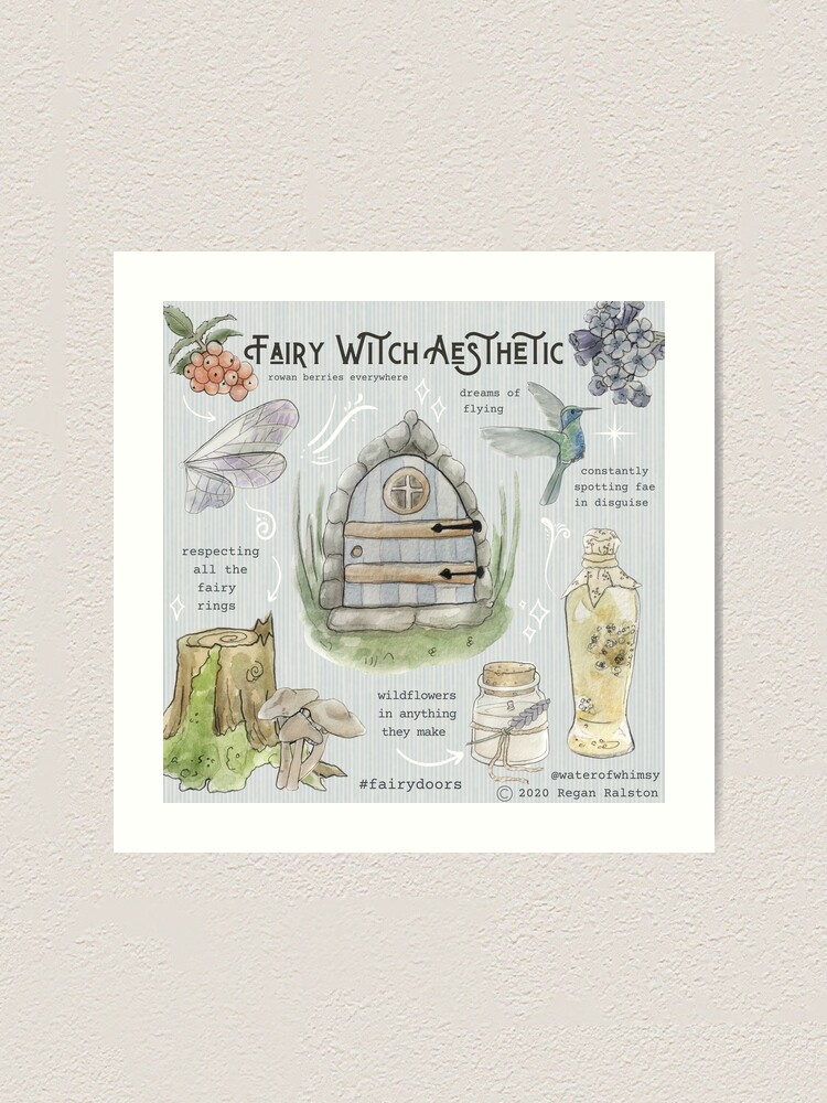 Alternate view of Fairy Witch Aesthetic Illustration in Watercolor Art Print