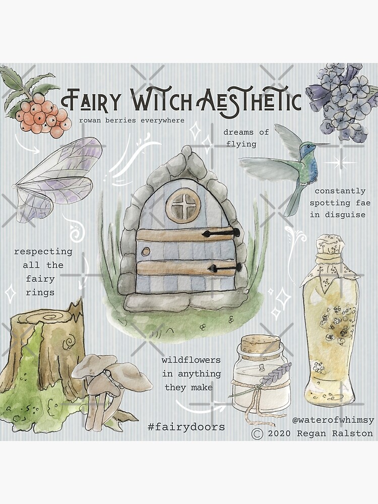Thumbnail 3 of 3, Art Print, Fairy Witch Aesthetic Illustration in Watercolor designed and sold by Regan Ralston.