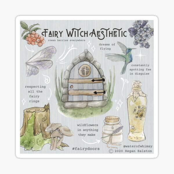 Item preview, Fairy Witch Aesthetic Illustration in Watercolor designed and sold by Regan Ralston.