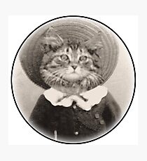 vintage hat cat Photographic Print