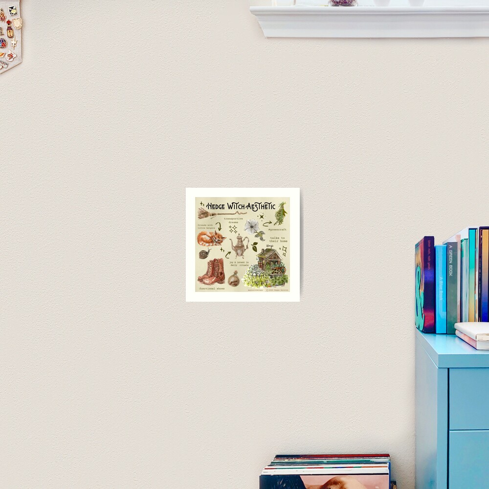 Hedge Witch Aesthetic Illustration in Watercolor Art Print