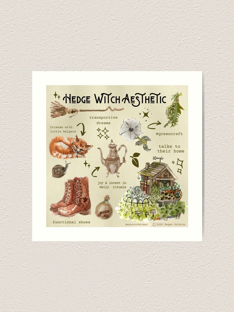 Alternate view of Hedge Witch Aesthetic Illustration in Watercolor Art Print
