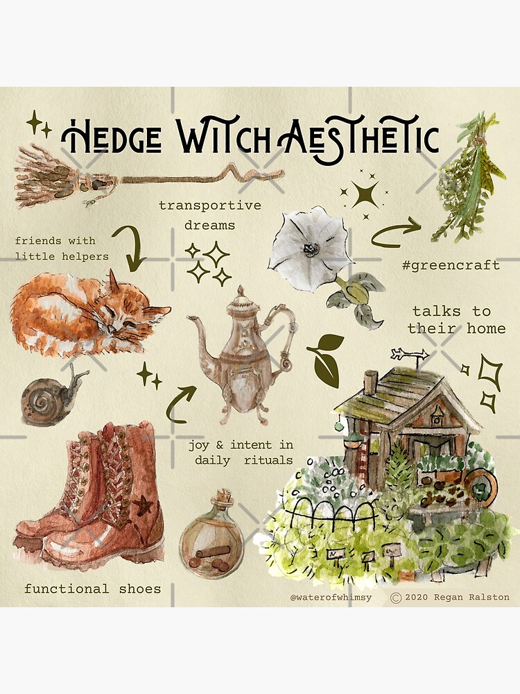 Hedge Witch Aesthetic Illustration in Watercolor by WitchofWhimsy
