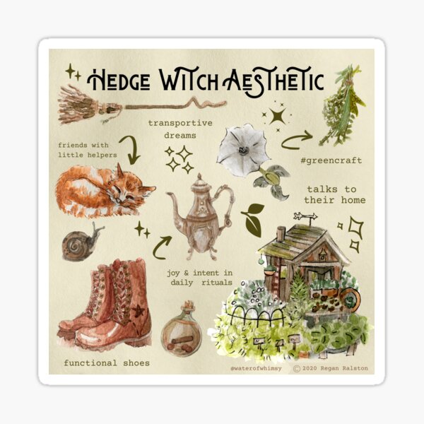 Item preview, Hedge Witch Aesthetic Illustration in Watercolor designed and sold by Regan Ralston.