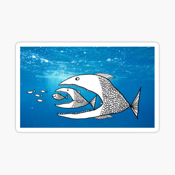 Big Fish Eat Small Fish Sticker
