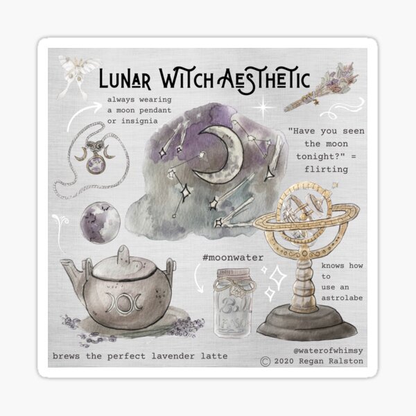 Item preview, Lunar Witch Aesthetic Illustration in Watercolor designed and sold by Regan Ralston.