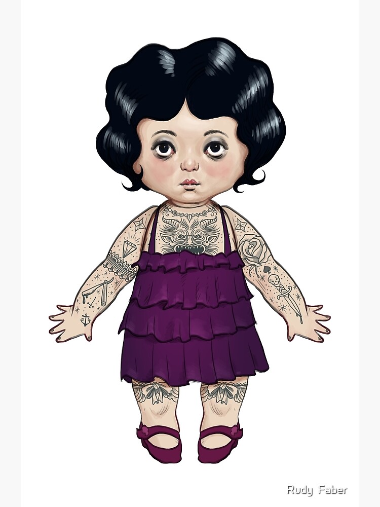 "Tattooed Dollie" Art Print by rudyfaber Redbubble