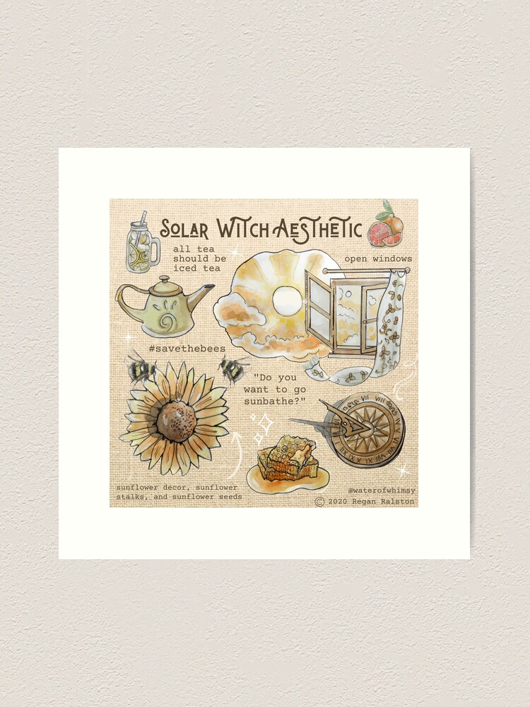 Alternate view of Solar Witch Aesthetic Illustration in Watercolor Art Print