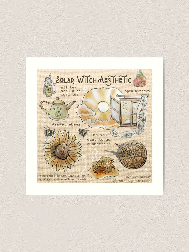 Alternate view of Solar Witch Aesthetic Illustration in Watercolor Art Print