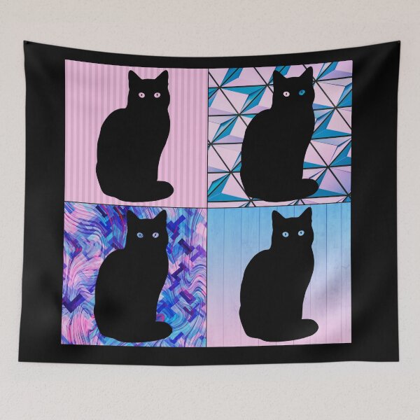Item preview, Black Cat Pink And Blue Four Cat Meme designed and sold by SerendipityNow.