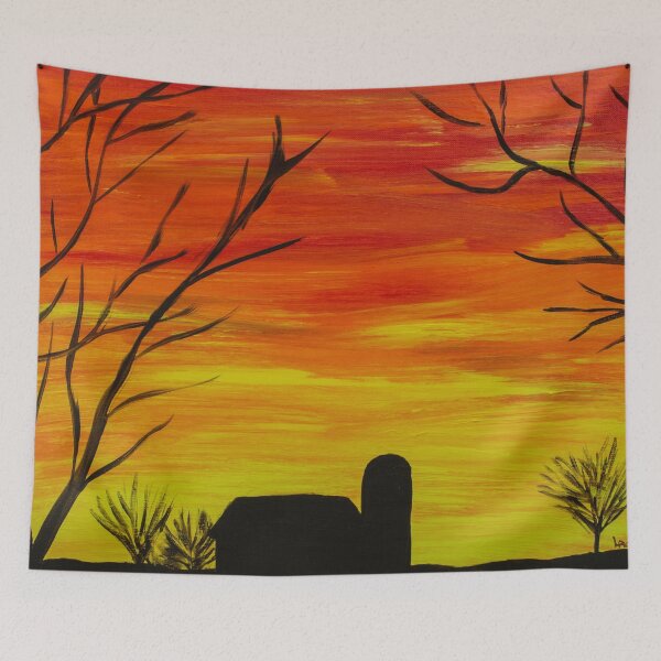 Item preview, Fire Over the Barn (Acrylic Painting) designed and sold by Lori Ackley.