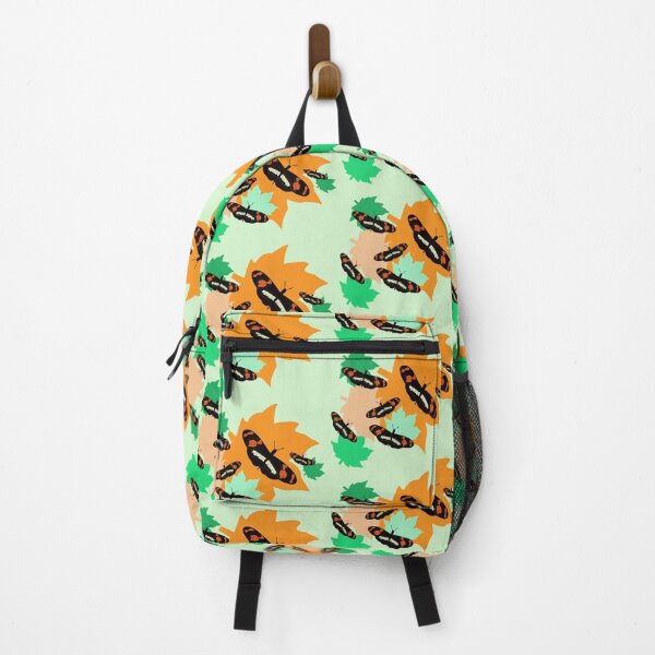 Item preview, Dark orange admiral butterflies and autumn orange and light green fallen leaves designed and sold by SGS-.