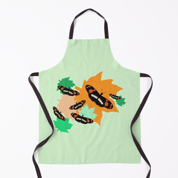 Item preview, Dark orange admiral butterflies and autumn orange and light green fallen leaves designed and sold by SGS-.