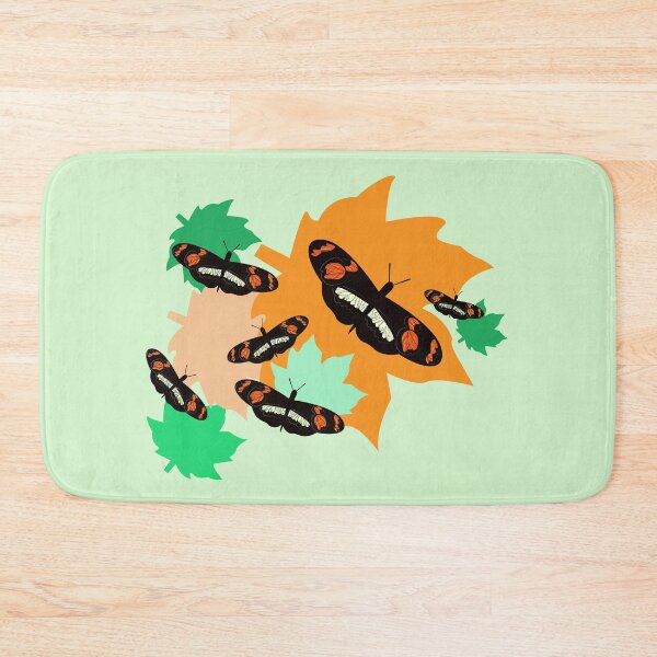 Item preview, Dark orange admiral butterflies and autumn orange and light green fallen leaves  designed and sold by SGS-.