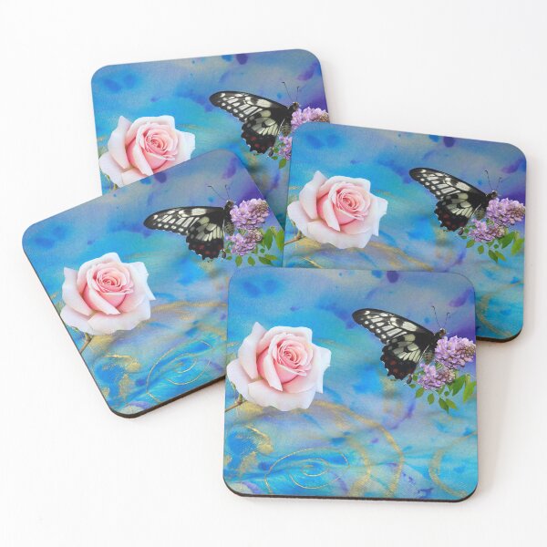 Item preview, Soft Rose butterfly textile art designed and sold by Aquila Light Pictures.