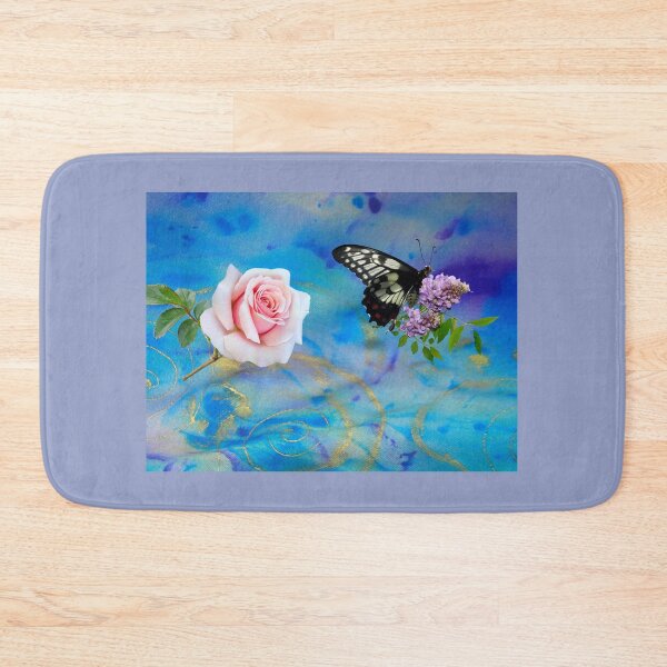 Item preview, Soft Rose butterfly textile art designed and sold by Aquila Light Pictures.