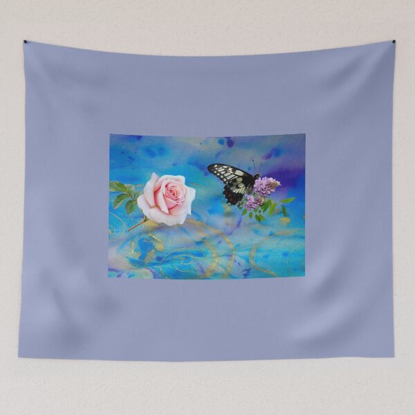 Item preview, Soft Rose butterfly textile art designed and sold by Aquila Light Pictures.