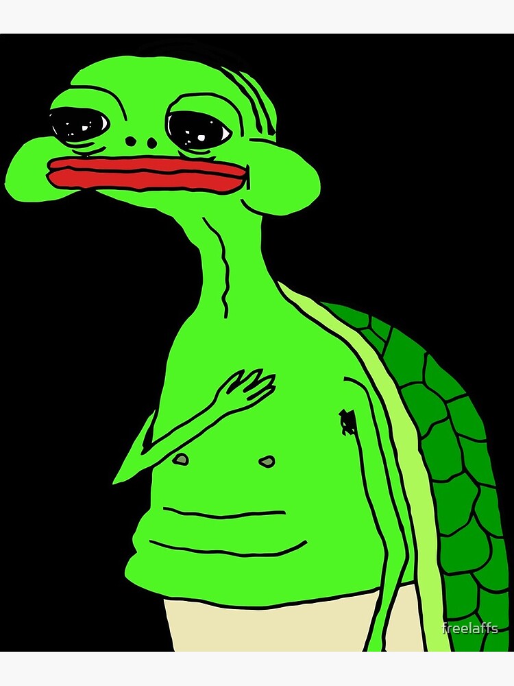 Pepe&#39; the Sad Turtle (not the smug frog this time)&quot; Postcard by freelaffs |  Redbubble