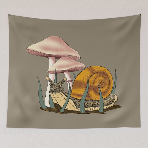Item preview, Snail and Mushrooms designed and sold by DippyHippie.