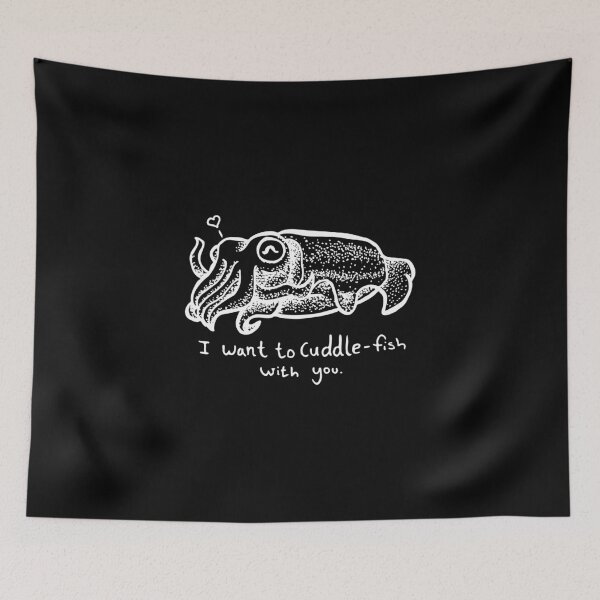 Item preview, Cuttlefish – I Want to Cuddle-Fish With You – in white designed and sold by HelveticaHero Designs.