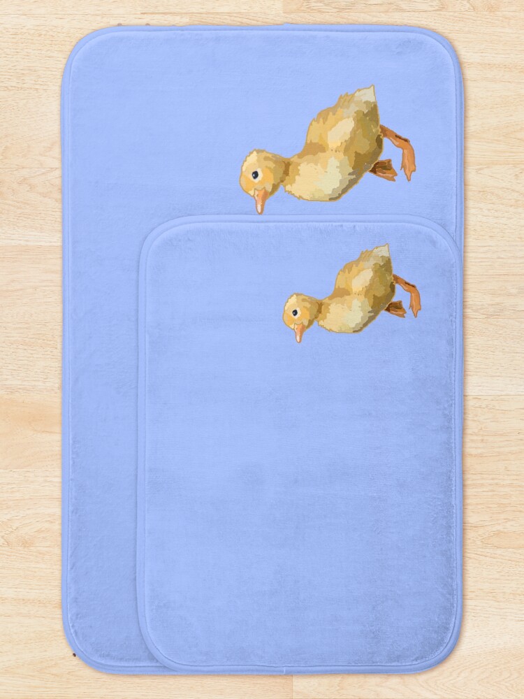 "Cute Yellow Fuzzy Baby Duck Adorable Animals" Bath Mat by