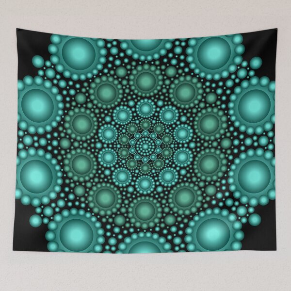 Item preview, Turquoise & Green Dots Mandala designed and sold by serenaking.