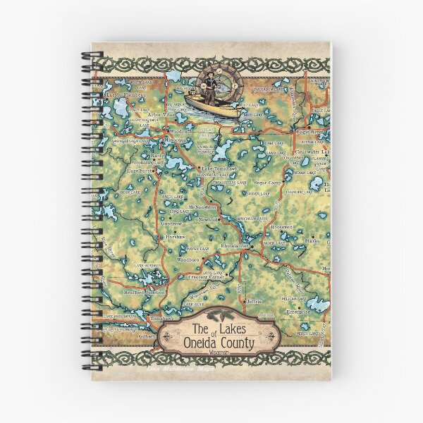 Item preview, Lakes Of Oneida County Wisconsin map Eagle River Rhinelander map art Lisa Middleton Maps wholesale and hand paintings designed and sold by Lisamiddleton.