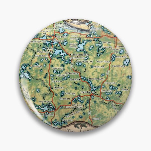 Item preview, Lakes Of Oneida County Wisconsin map Eagle River Rhinelander map art Lisa Middleton Maps wholesale and hand paintings designed and sold by Lisamiddleton.