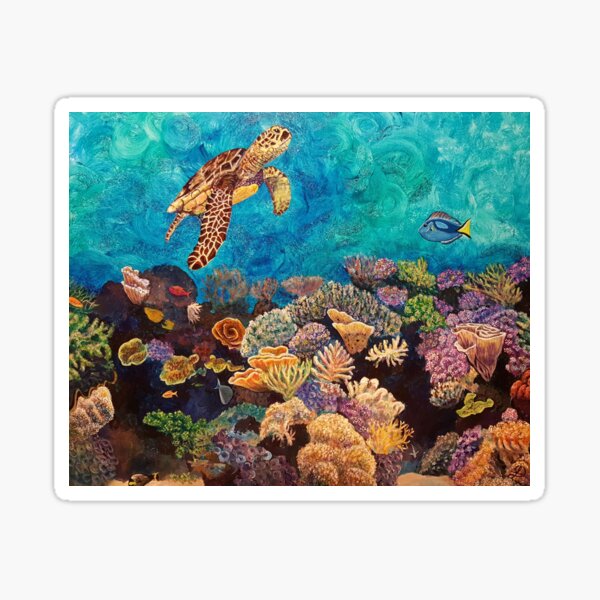 Look Around - Sea turtle in Reef Sticker