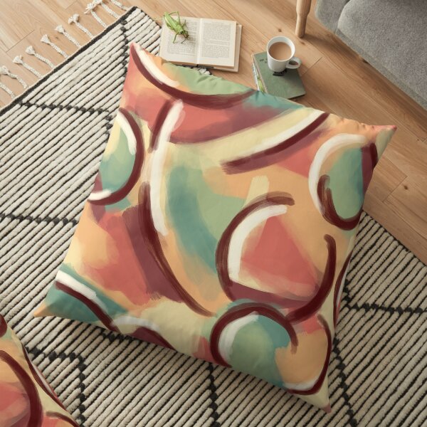 Abstract in Warm Autumn Tones Floor Pillow