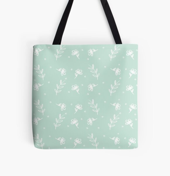 Floral - Pale Green All Over Print Tote Bag