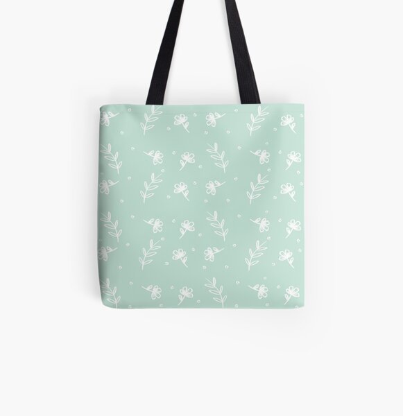 Floral - Pale Green All Over Print Tote Bag