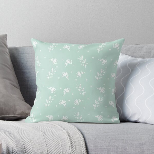 Floral - Pale Green Throw Pillow