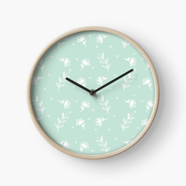 Floral - Pale Green Clock