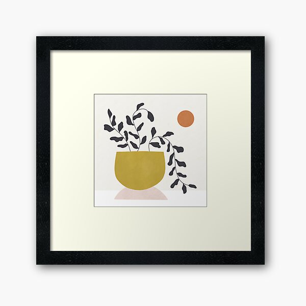 Item preview, Earthy retro boho plant pot with sun in mid century minimalist neutrals designed and sold by KateIsSketchy.