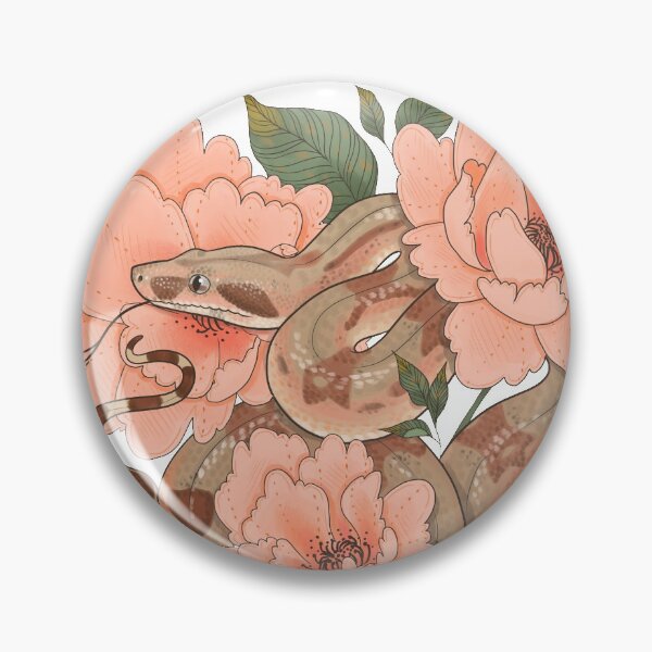 Item preview, Peaches the Boa constrictor with Peonies designed and sold by Paige Penrose.