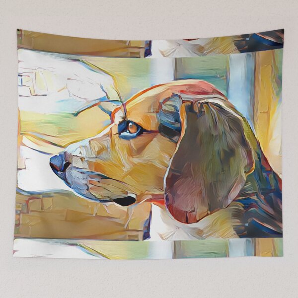 Item preview, Beagle oil painting in the style of Wayne Thiebaud  designed and sold by Designwebjae.
