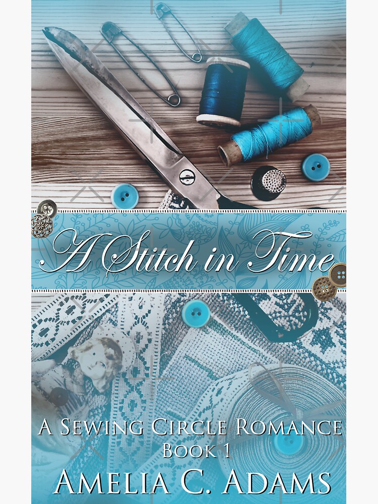 Thumbnail 4 of 4, Sticker, A Stitch in Time by Amelia C. Adams designed and sold by dogbone42.