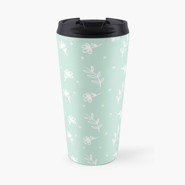 Floral - Pale Green Travel Coffee Mug