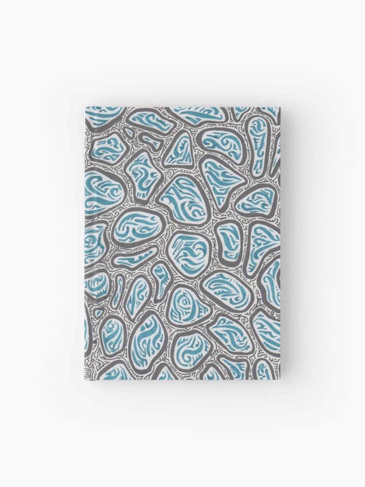 Thumbnail 1 of 3, Hardcover Journal, Blue and Blue Abstract Drawing: Water Droplets on Oil designed and sold by MathenaArt.